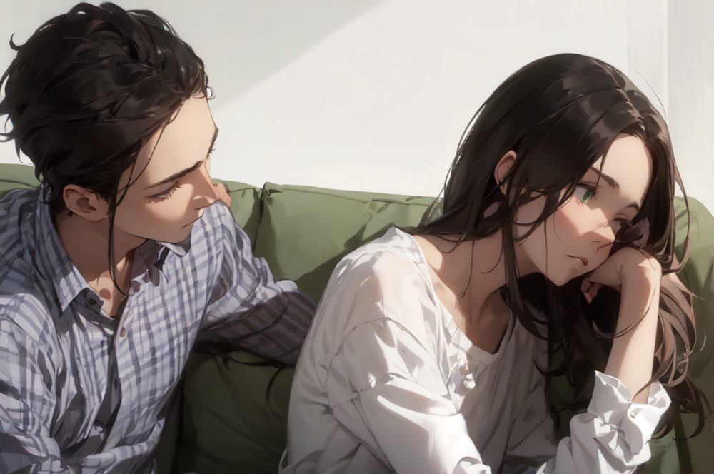 そっぽむいた女性